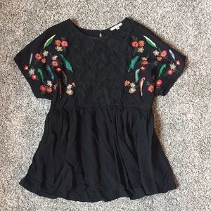 Black Embroidered Top